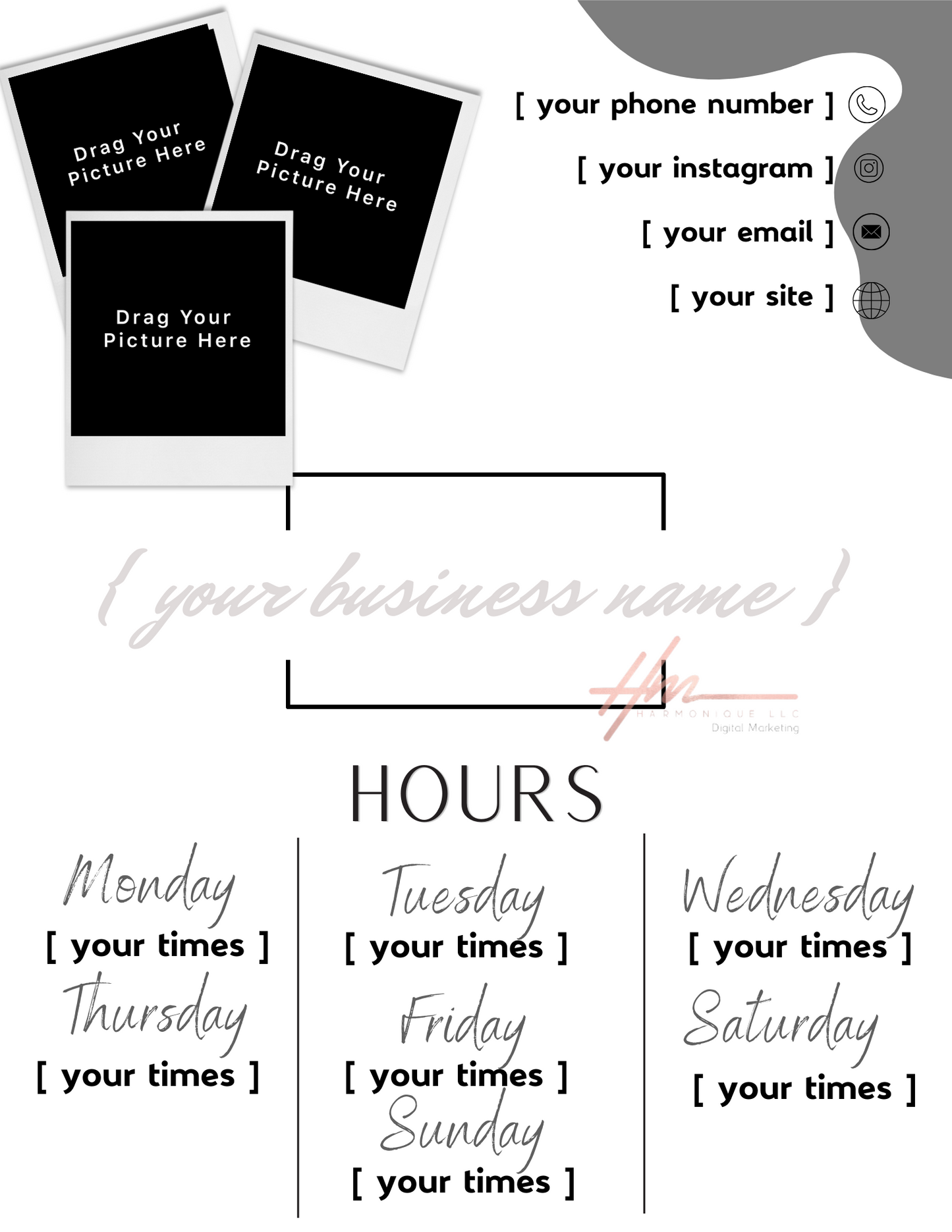 Editable Scheduling Template for Nail Techs | Grey Drip Theme | Instant Digital Download