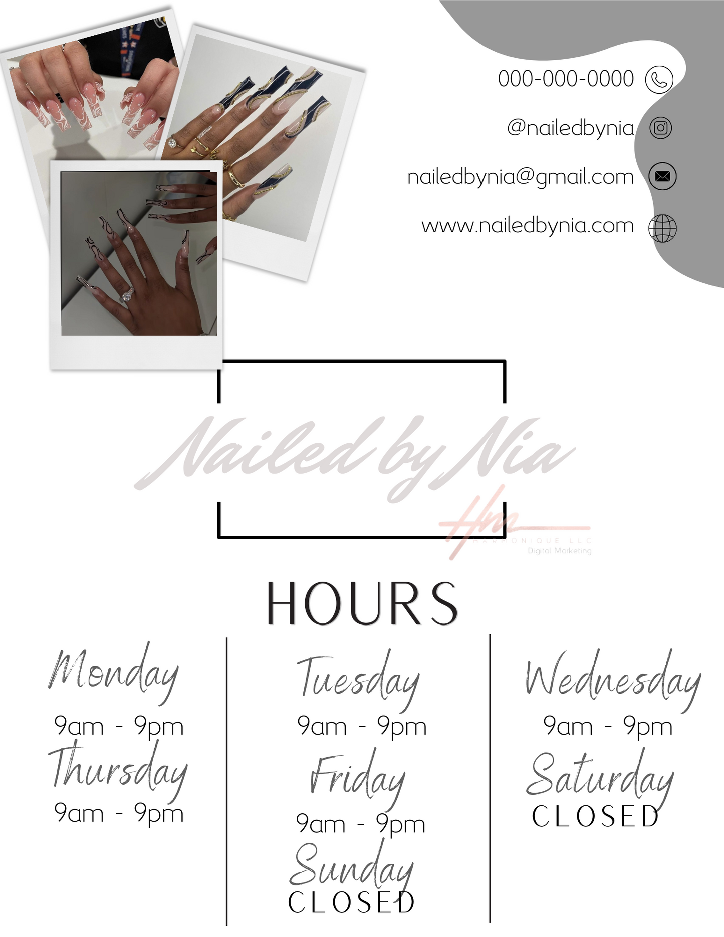 Editable Scheduling Template for Nail Techs | Grey Drip Theme | Instant Digital Download