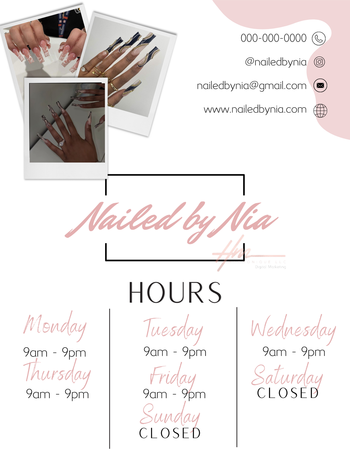 Editable Scheduling Template for Nail Techs | Pink Drip Theme | Instant Digital Download