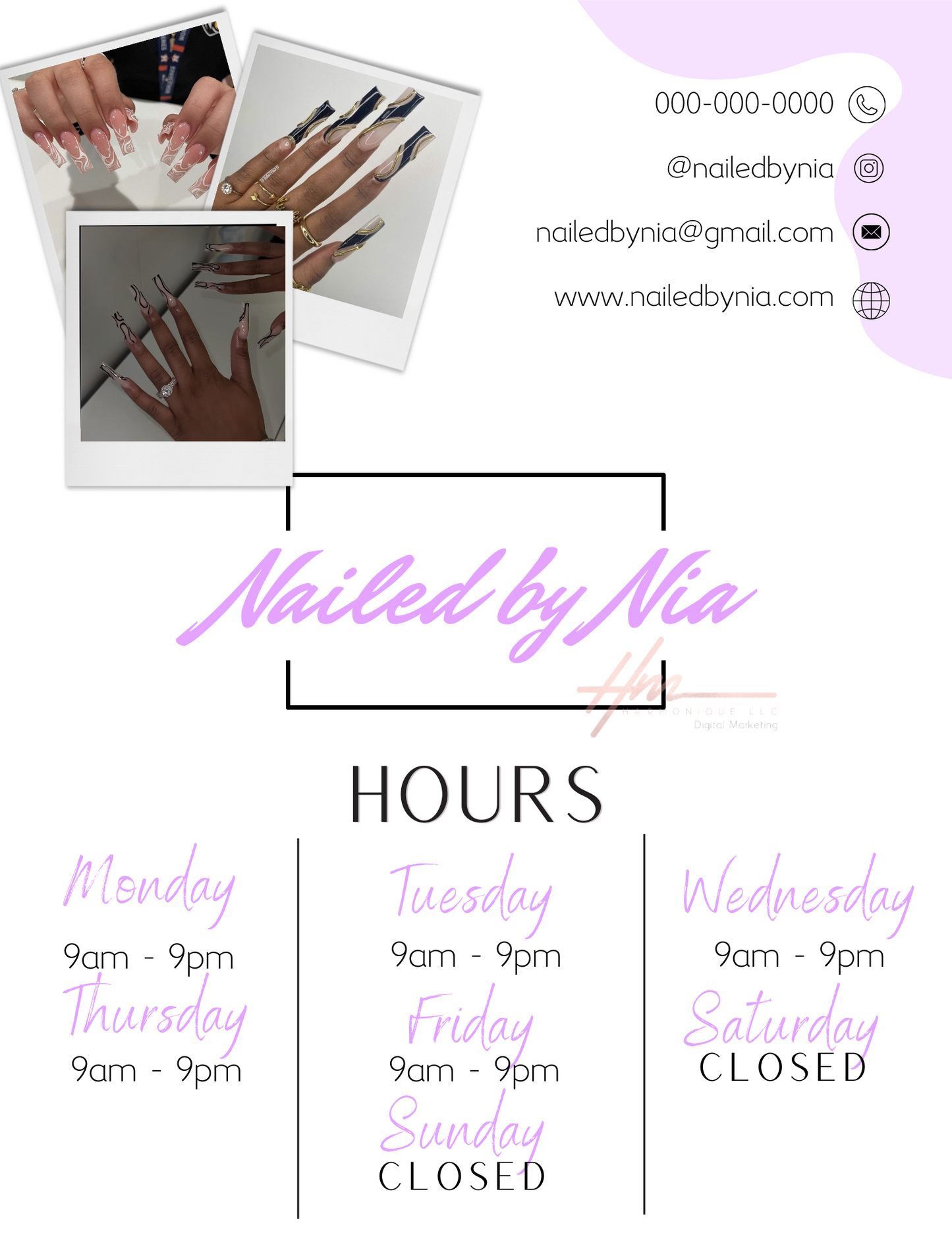 Editable Scheduling Template for Nail Techs | Purple Drip Theme | Instant Digital Download