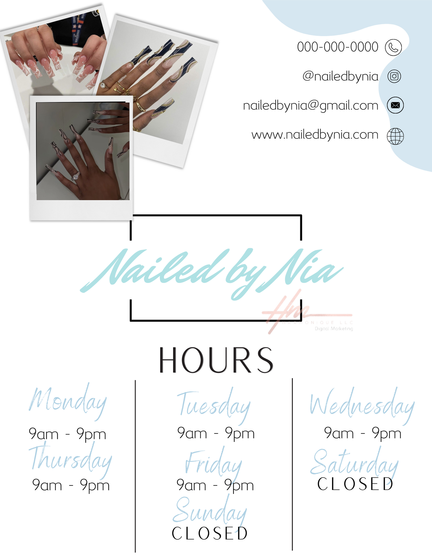 Editable Scheduling Template for Nail Techs | Blue Drip Theme | Instant Digital Download