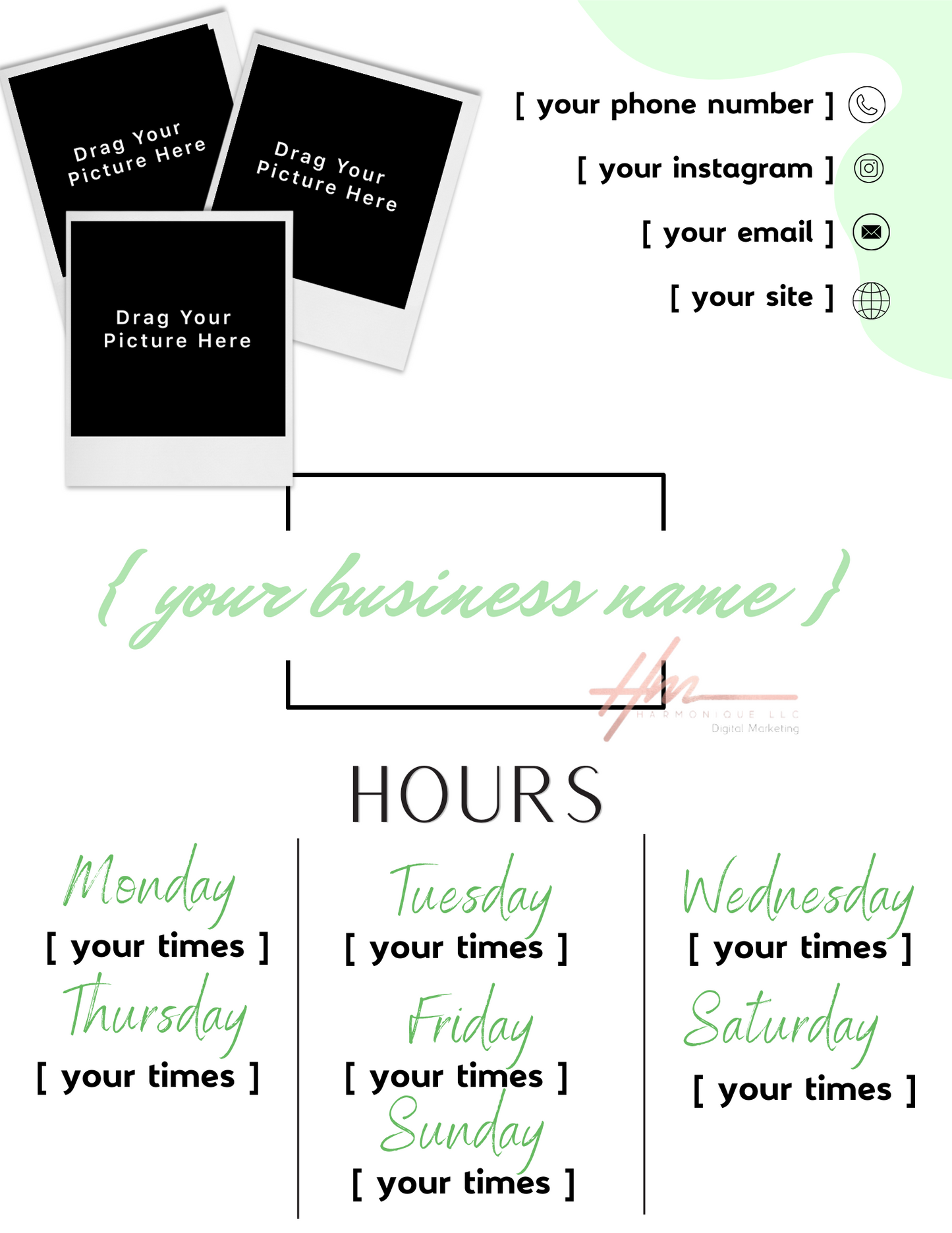 Editable Scheduling Template for Nail Techs | Green Drip Theme | Instant Digital Download