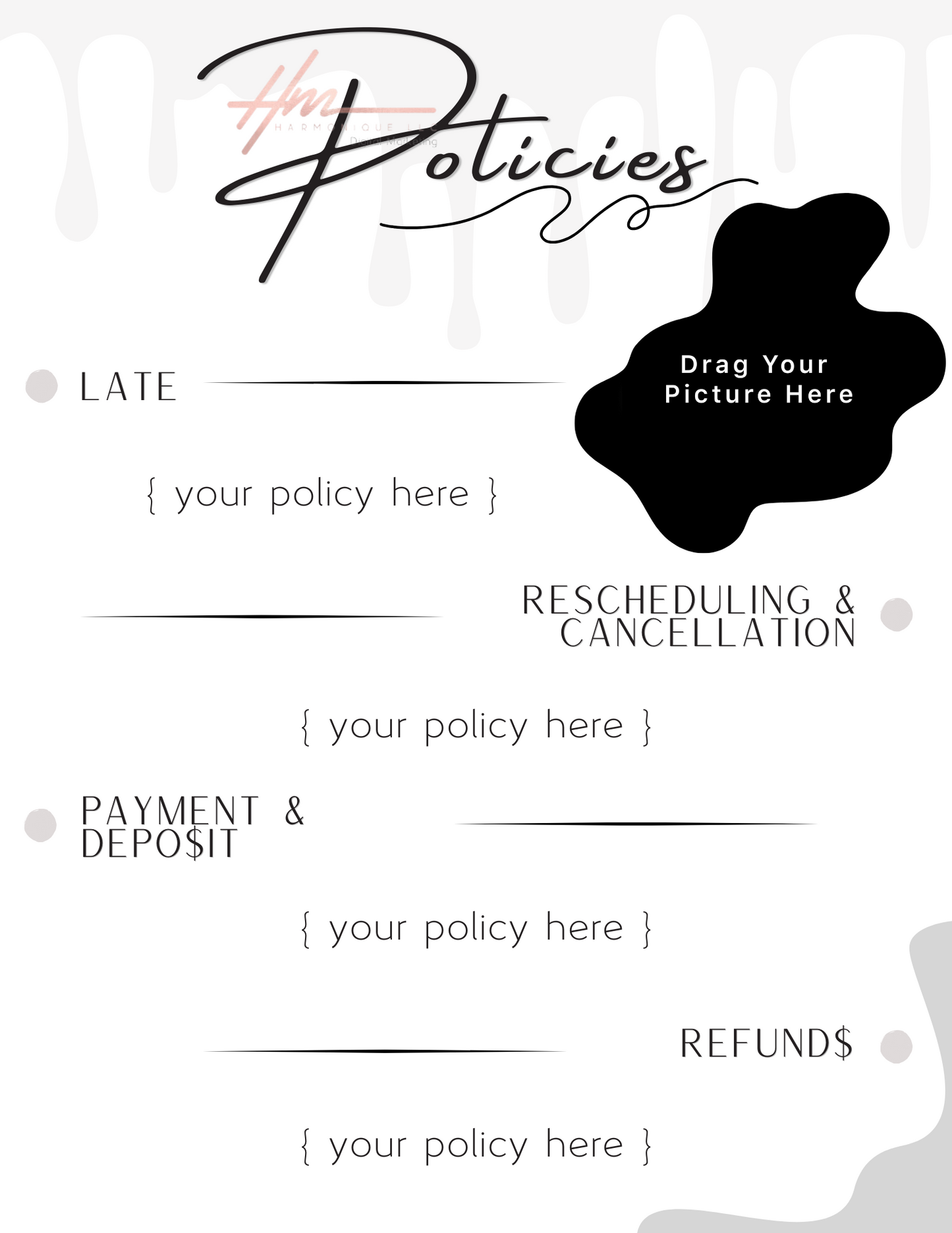 Editable Scheduling Template for Nail Techs | Grey Drip Theme | Instant Digital Download