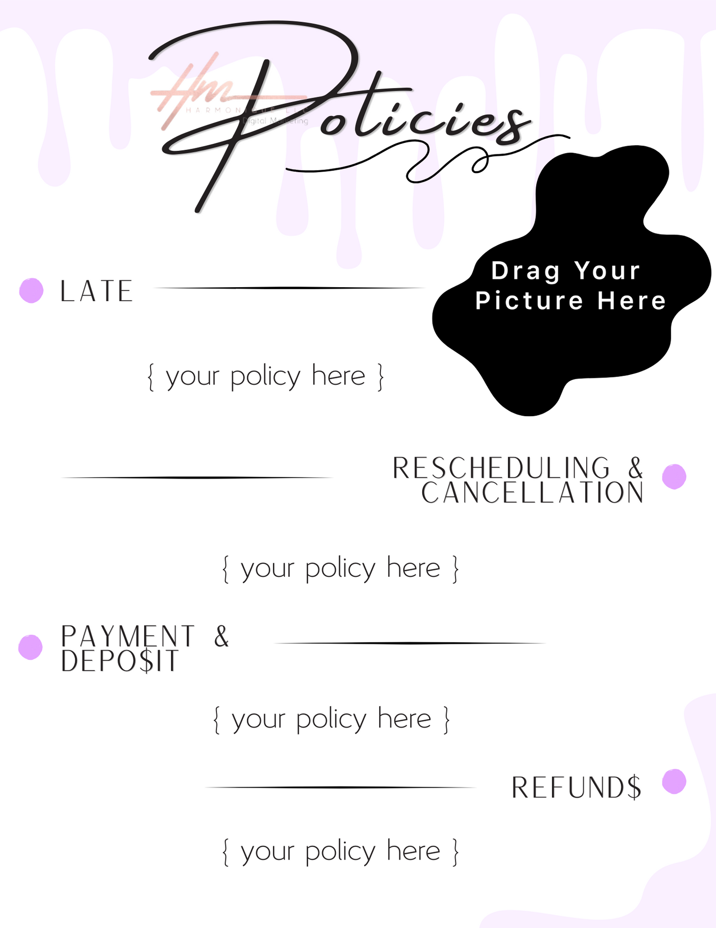 Editable Scheduling Template for Nail Techs | Purple Drip Theme | Instant Digital Download