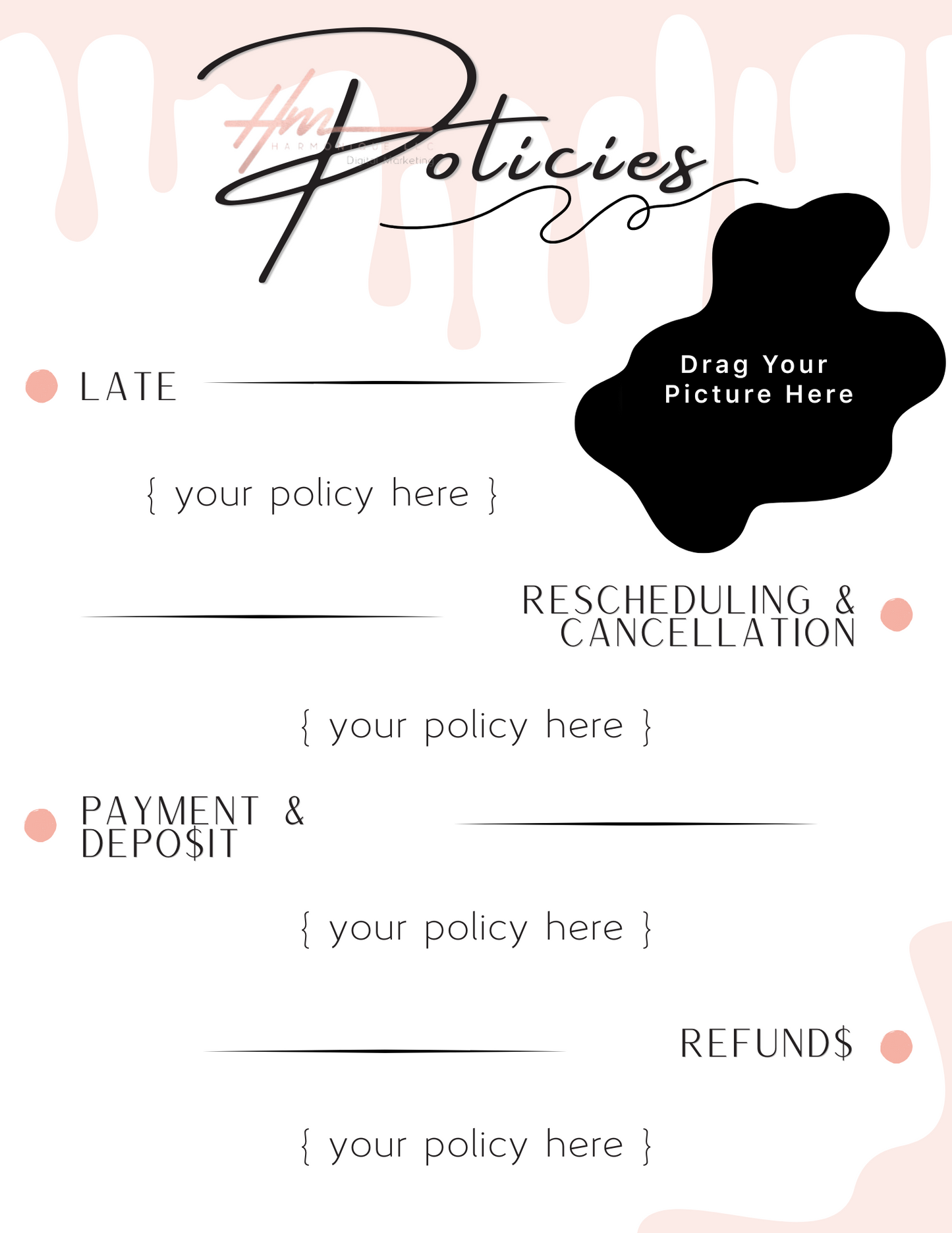 Editable Scheduling Template for Nail Techs | Pink Drip Theme | Instant Digital Download