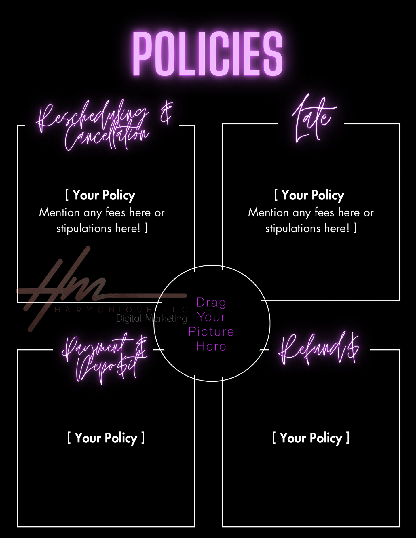 Scheduling Template for Hairstylists | Nail Techs | MUAs | Braiders | Locticians | Women | Neon Purple | Minimalist | Editable | Instant Digital Download