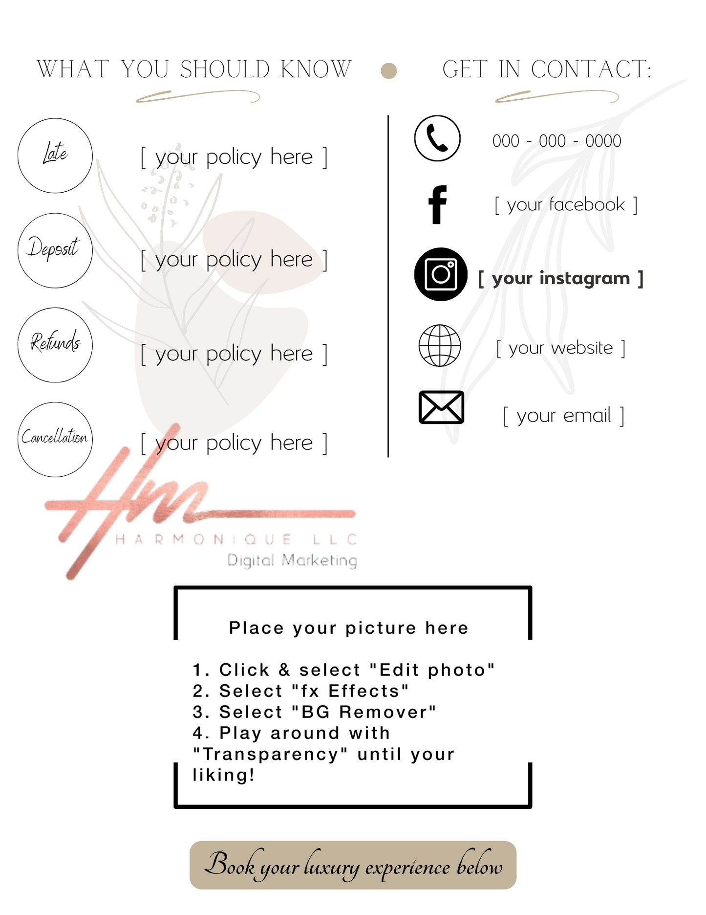 Editable Scheduling Template for Techs | Stylists | MUAs | Salons | Small Business Owners | Digital Instant Download | White