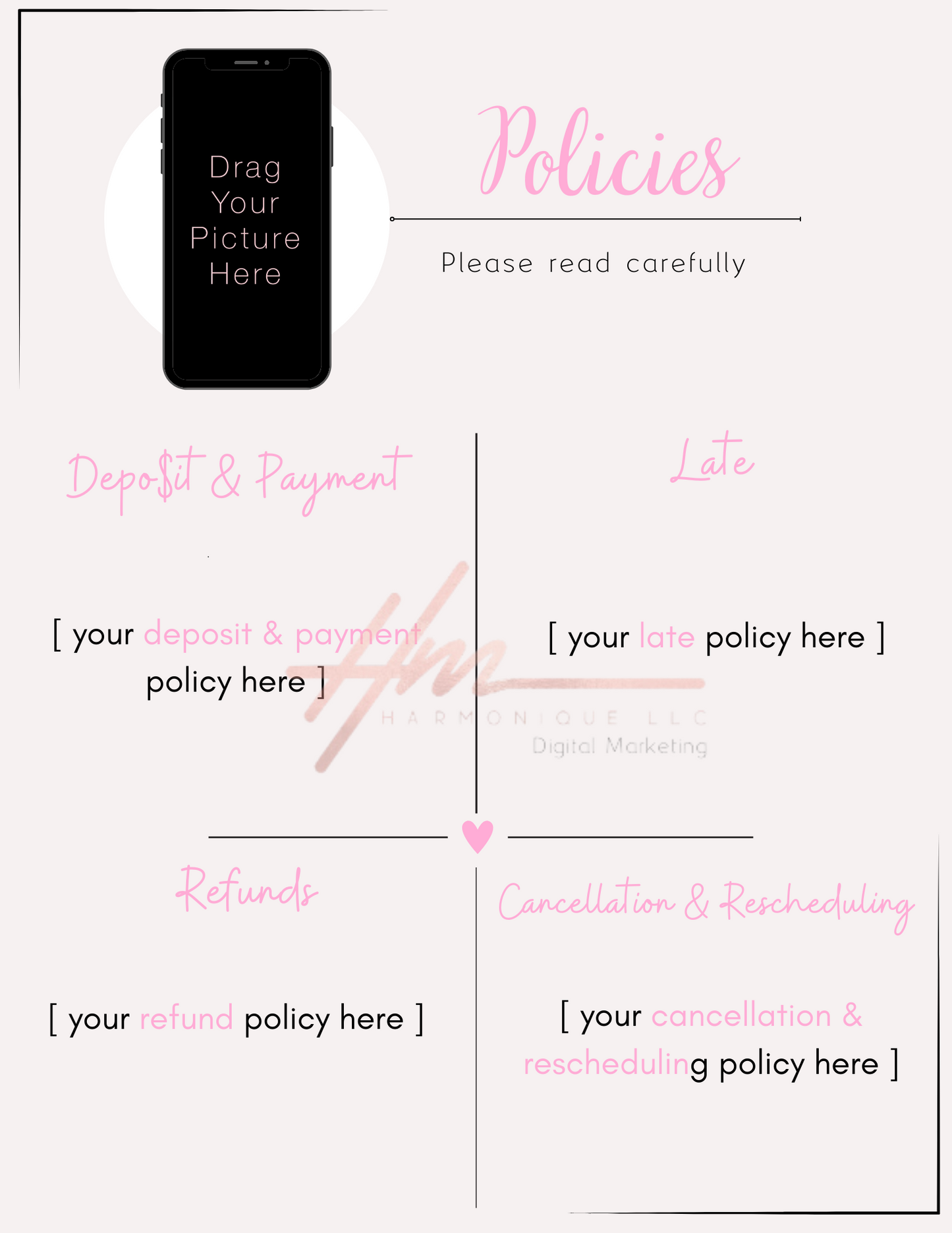 Editable Scheduling Template for Techs | Stylists | MUAs | Instant Digital Download | Pink