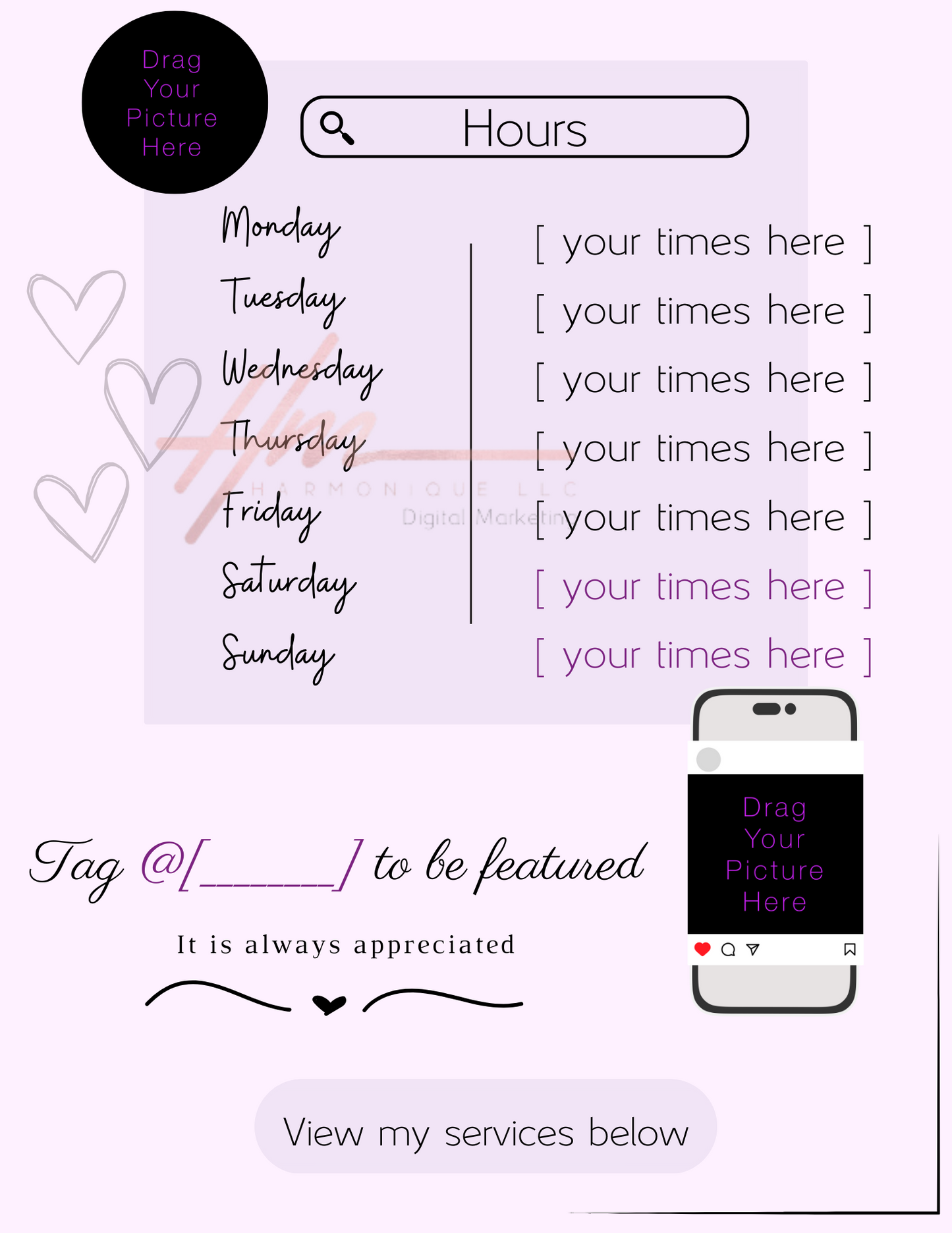 Editable Scheduling Template for Techs | Stylists | MUAs | Instant Digital Download | Purple