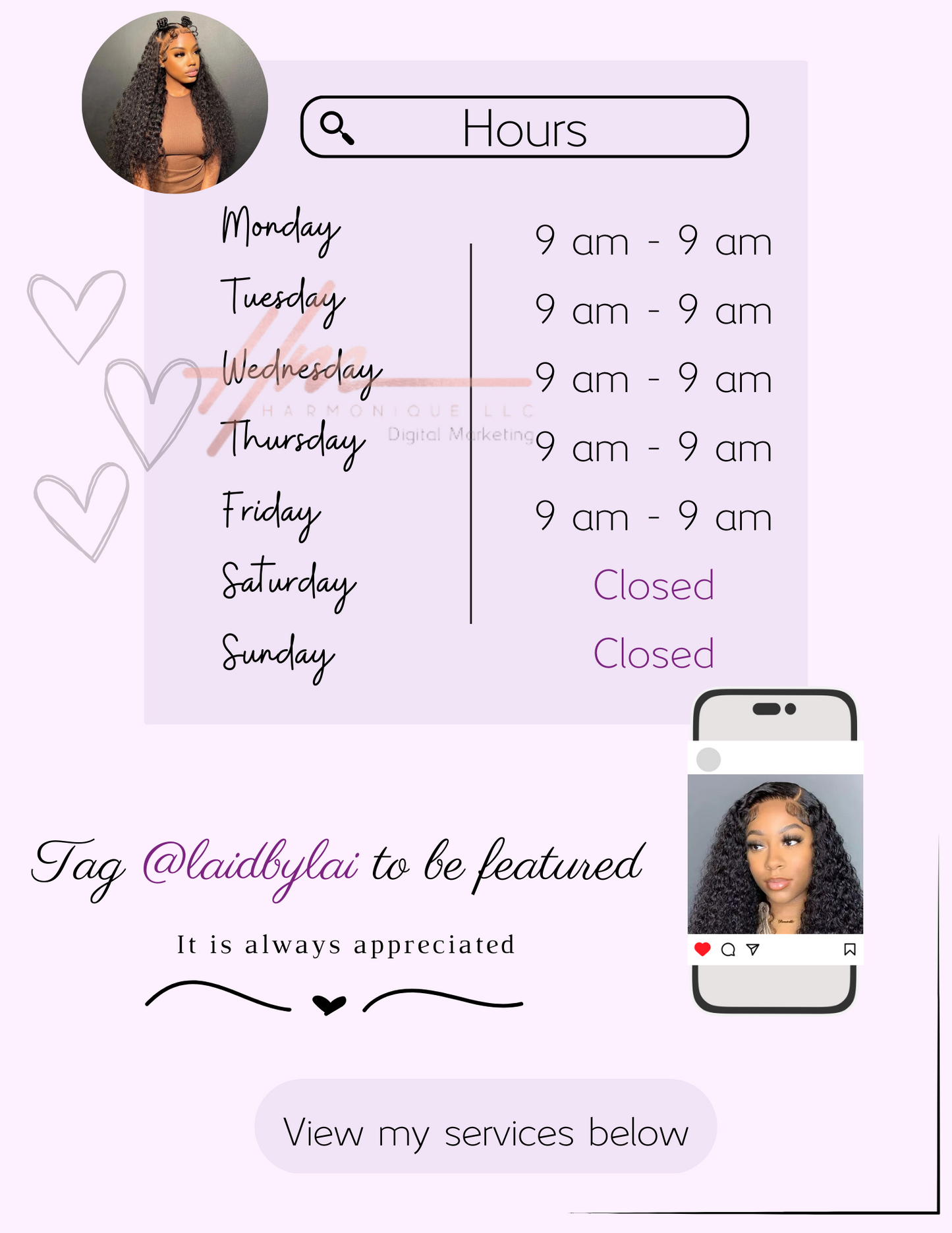 Editable Scheduling Template for Techs | Stylists | MUAs | Instant Digital Download | Purple