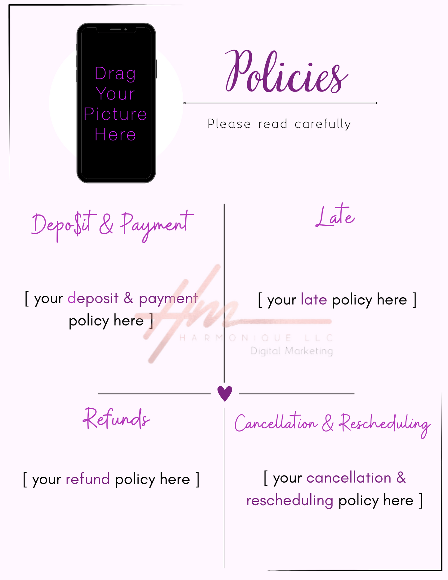 Editable Scheduling Template for Techs | Stylists | MUAs | Instant Digital Download | Purple