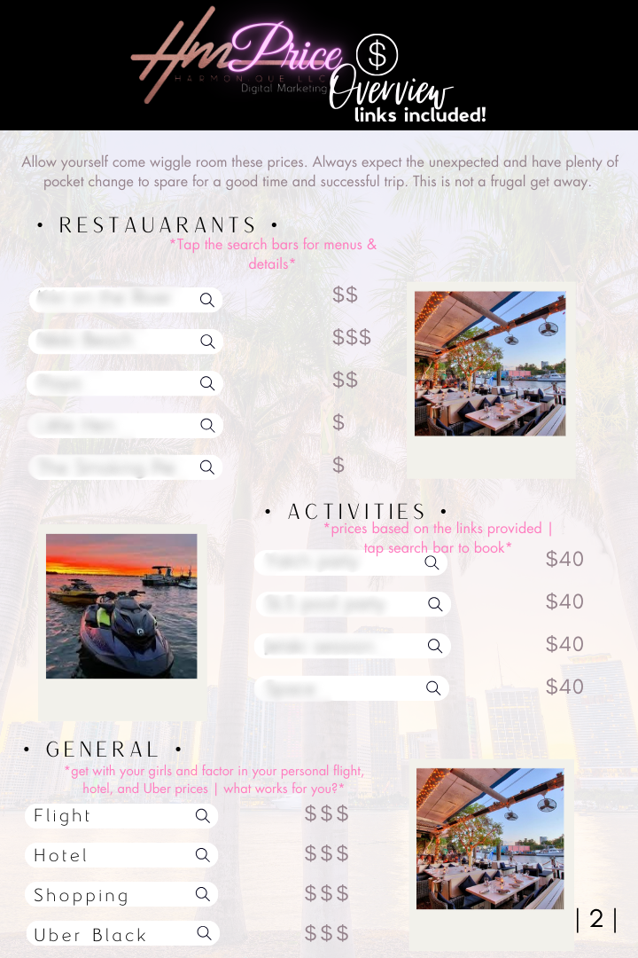 Miami Beginner's Girls' Trip Premade Itinierary | 21+ | Downloadable | Instant Access